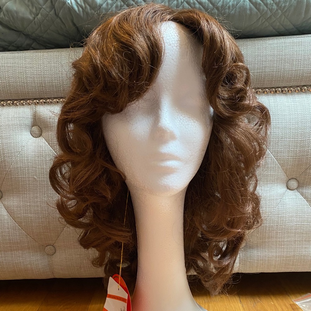 HOLD FOR TYFWHEELS// NWT Vintage Curly Brown Mid Length Wig